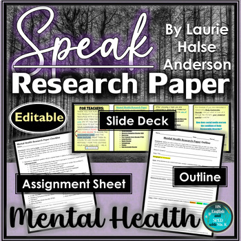 Preview of Research Paper Unit | Mental Health | used with SPEAK by Laurie Halse Anderson