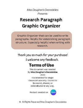 Research Paragraph Graphic Organizer by Miss Doughan's Decodables