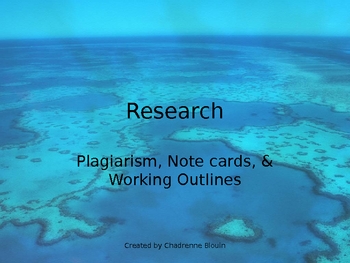 Preview of Research: Plagiarism, Qoute, Paraphrase, Outline, Notecards  PP