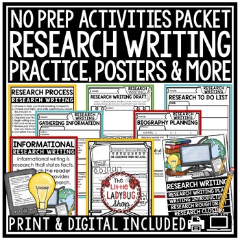 Preview of Research Paper Writing Graphic Organizers Biography Report Template Posters