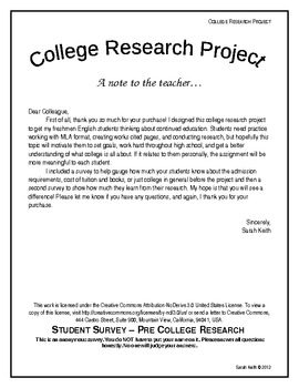 Preview of Research Project: Choosing a College