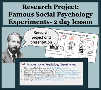 Preview of Research Project:  Famous Social Psychology Experiments- 2 day lesson