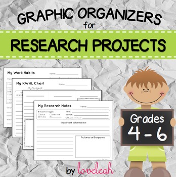 Preview of Research Project Graphic Organizers Grades 4 - 6