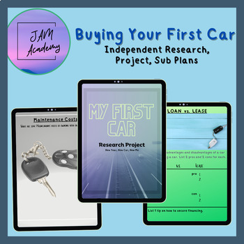 Preview of Research How To Buy Your First Car- Middle/High School Students Sub Plans