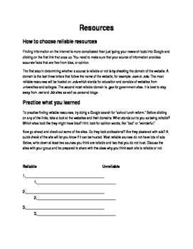 research project instructions middle school