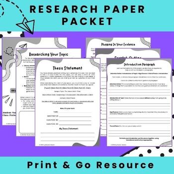 Preview of Research Project/Paper Lessons and Planning Packet - Any Topic