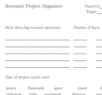 Preview of Open-Ended Research Project Planning Guide - Montessori Shelf Worksheet