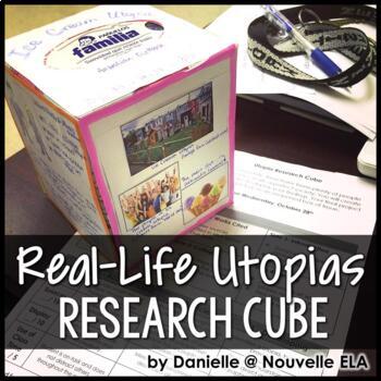Preview of Real-Life Utopias Research Project - Research Skills Cube for The Giver (etc.)