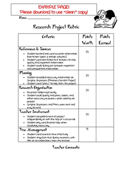 Preview of Research Project Rubric (Non-Fiction Based)