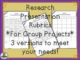 Research Project Rubrics for Group Presentations - 3 versions