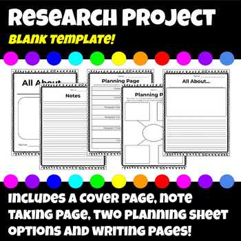 Preview of Research Project Template- Planning Sheets, Notes Sheet and Writing Pages