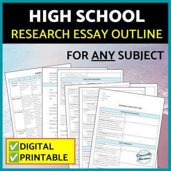 Preview of Research Project Template Research Graphic Organizer Essay Outline High School