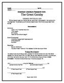 Research Project Unit: The Great Gatsby & America in the 1920s