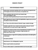 Research Project grade 3-12 organization checklist breakdown