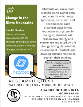 Preview of Research Quest:  Uinta Mountains - Matter and Energy in an Ecosystem - NEARPOD
