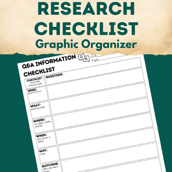 Preview of Research Question Information Checklist