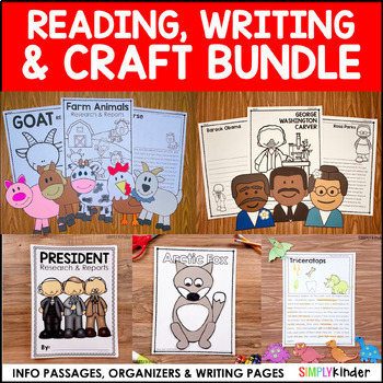 Preview of Reading, Writing, & Craft Bundle of Activities, Information Passages, Organizers