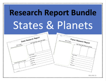 Preview of Research Report Bundle, States and Planets