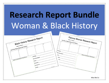 Preview of Research Report Bundle, Woman and Black History Reports