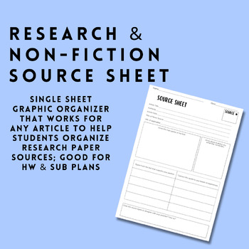 Preview of Research Report Source Sheet • Graphic Organizer for Tracking Sources