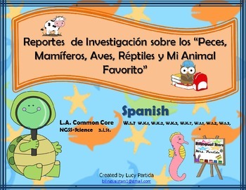 Preview of Research Reporte de Investigacion de los Animales Bilingual Stars Mrs Partida