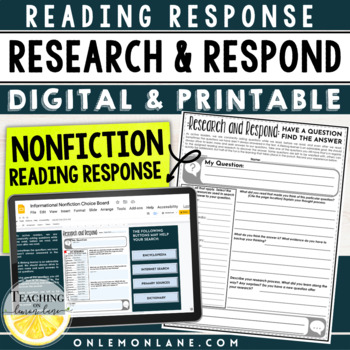 Preview of Research & Respond Nonfiction Reading Project Non-Fiction Text Reading Response