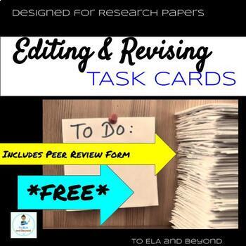 Preview of Research Revising and Editing Task Cards + Peer Review {FREE}