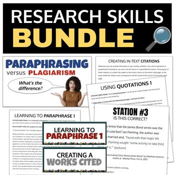 Preview of Research Skills Bundle (MLA) paraphrase, embed & cite quotes, works cited