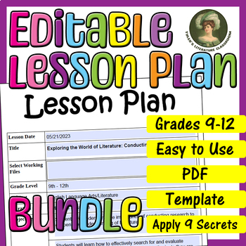 Preview of Research Skills Bundle : Editable Lesson Plan for High School