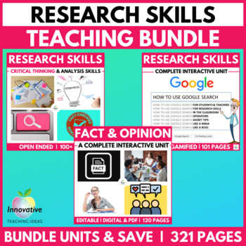 Preview of Research Skills Bundle | Fundamentals, Online Search, Fact & Opinion Task Cards