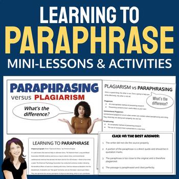 Preview of Paraphrasing Lesson, Activities, and Practice