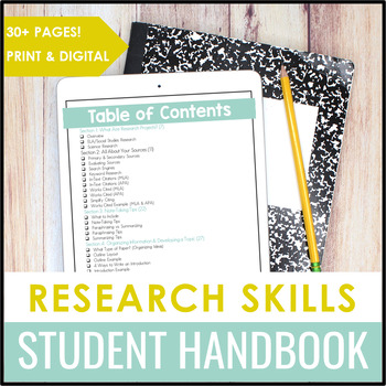 Preview of Research Writing Skills Student Handbook | 6th, 7th, 8th Grades