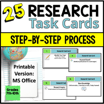 Preview of Research Skills Task Cards & Graphic Organizers - Teaching How to Research