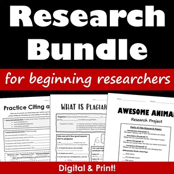 Preview of Middle School Research Project & Skills Bundle - PDF & Digital