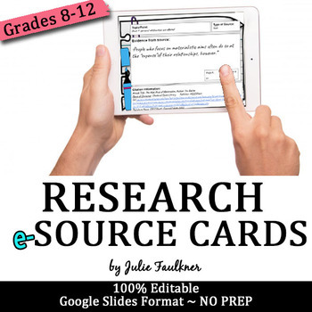 Preview of Research Source Cards, Digital for Google