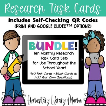 Preview of Research Task Cards BUNDLE with Self-Checking QR Codes!
