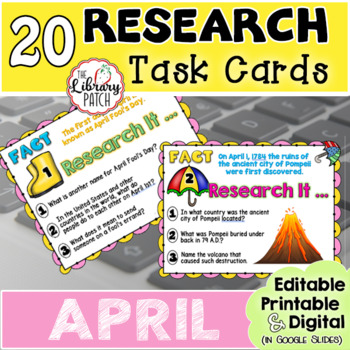 Preview of Research Task Cards for April