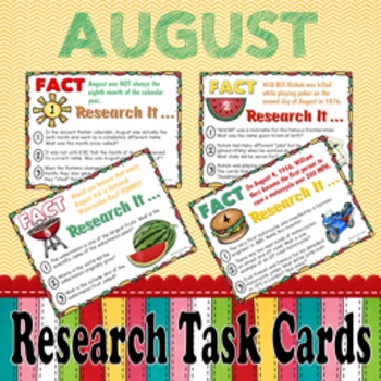Preview of Research Task Cards for August