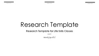 Research Template For Life Skills Classrooms by Intensely Special Ed