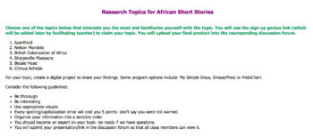 Preview of Research Topics for African Short Stories