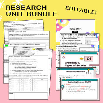 Preview of Research Unit FULL Bundle EDITABLE