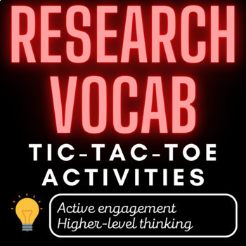 Preview of Research Vocabulary Tic-Tac-Toe Activities