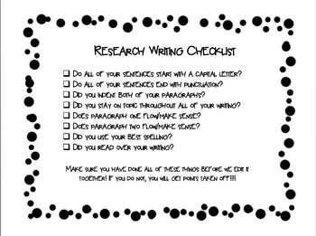 Preview of Research Writing Checklist
