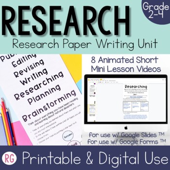 Preview of Informational Writing Graphic Organizer and Videos for Research Project