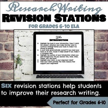Preview of Research Writing Revision Stations for Grades 6-10