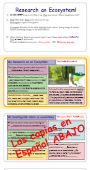 Preview of Research an Ecosystem investigation project with Google Slides & Spanish 