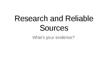 Preview of Research and Reliable Sources in Sceince