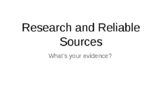 Research and Reliable Sources in Sceince