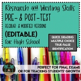 Research and Writing Skills Pre- and Post- Test or Final E
