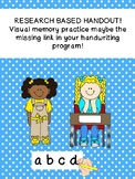 Research based: handout on visual memory for handwriting k
